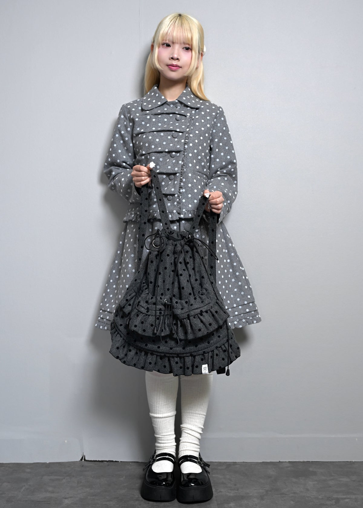 velvet dot woolly frill knapsack