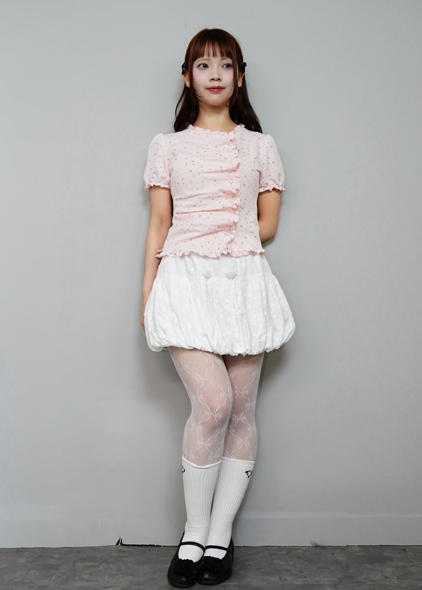 cotton dot stitch balloon skirt