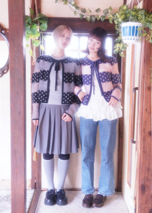 color dot knit cardigan
