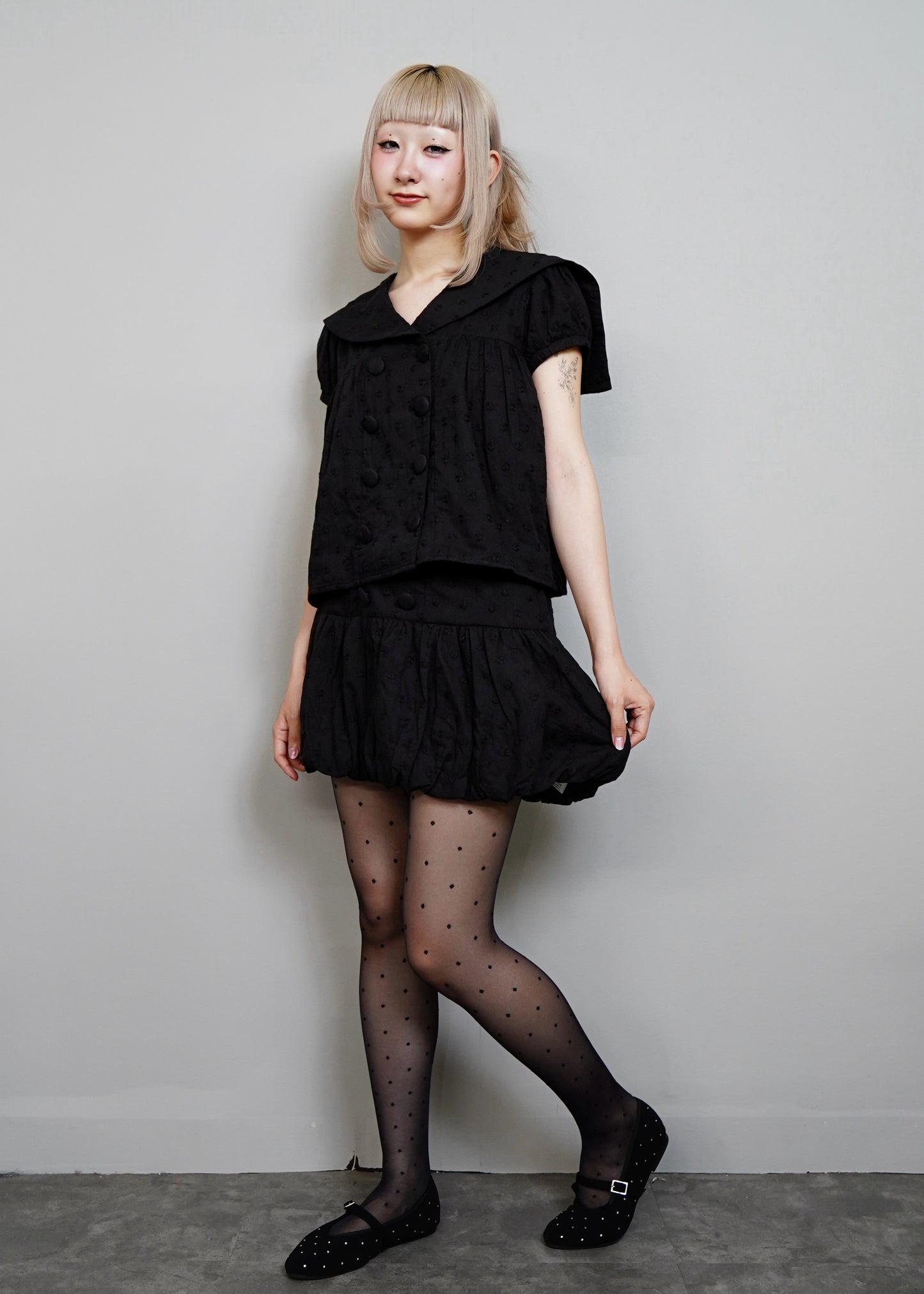 cotton dot stitch sailor blouse