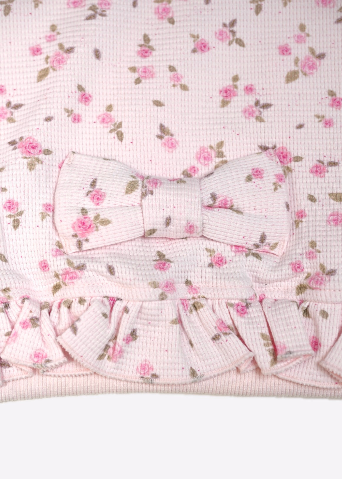 flower waffle ribbonful zip hoodie