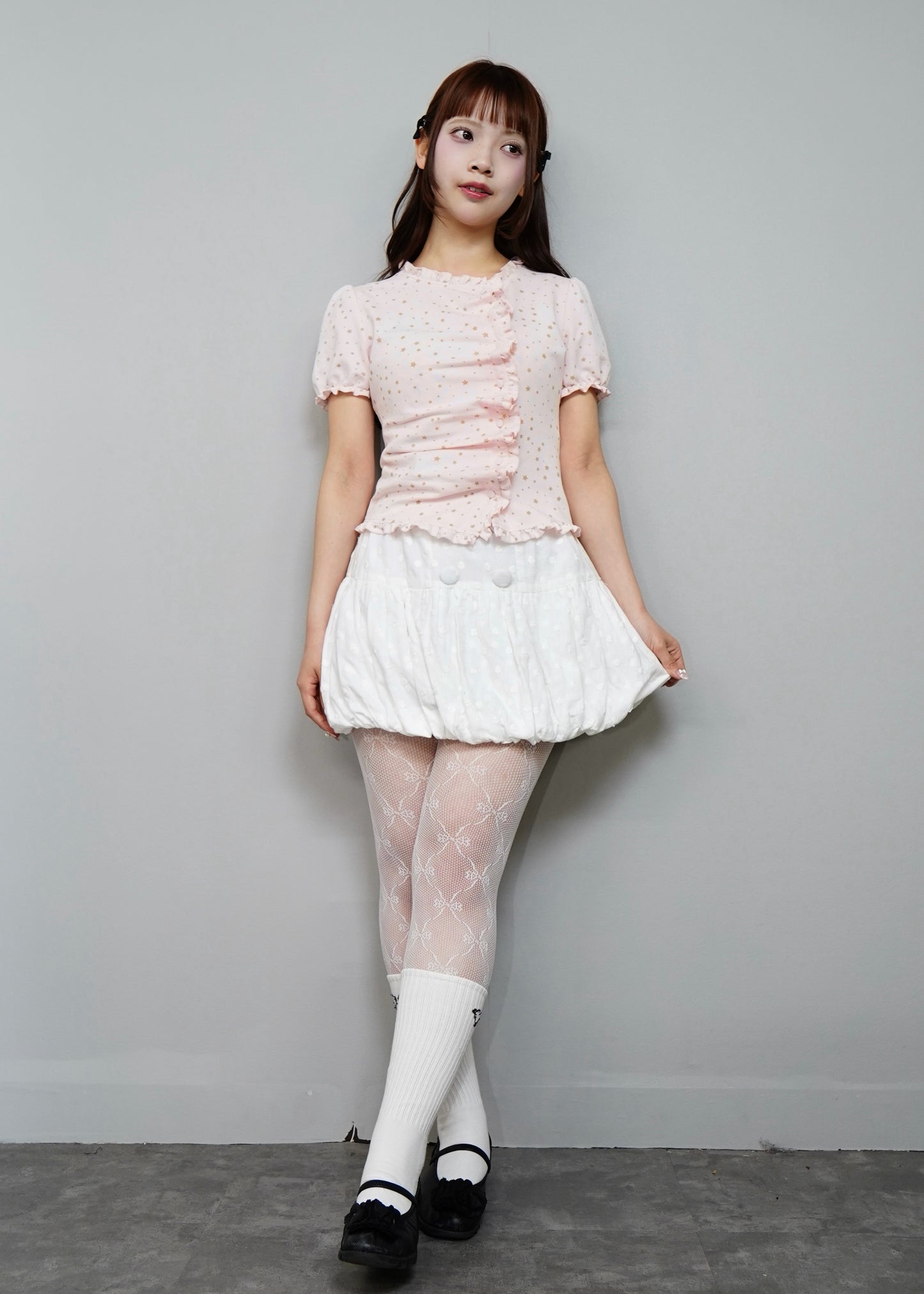 cotton dot stitch balloon skirt