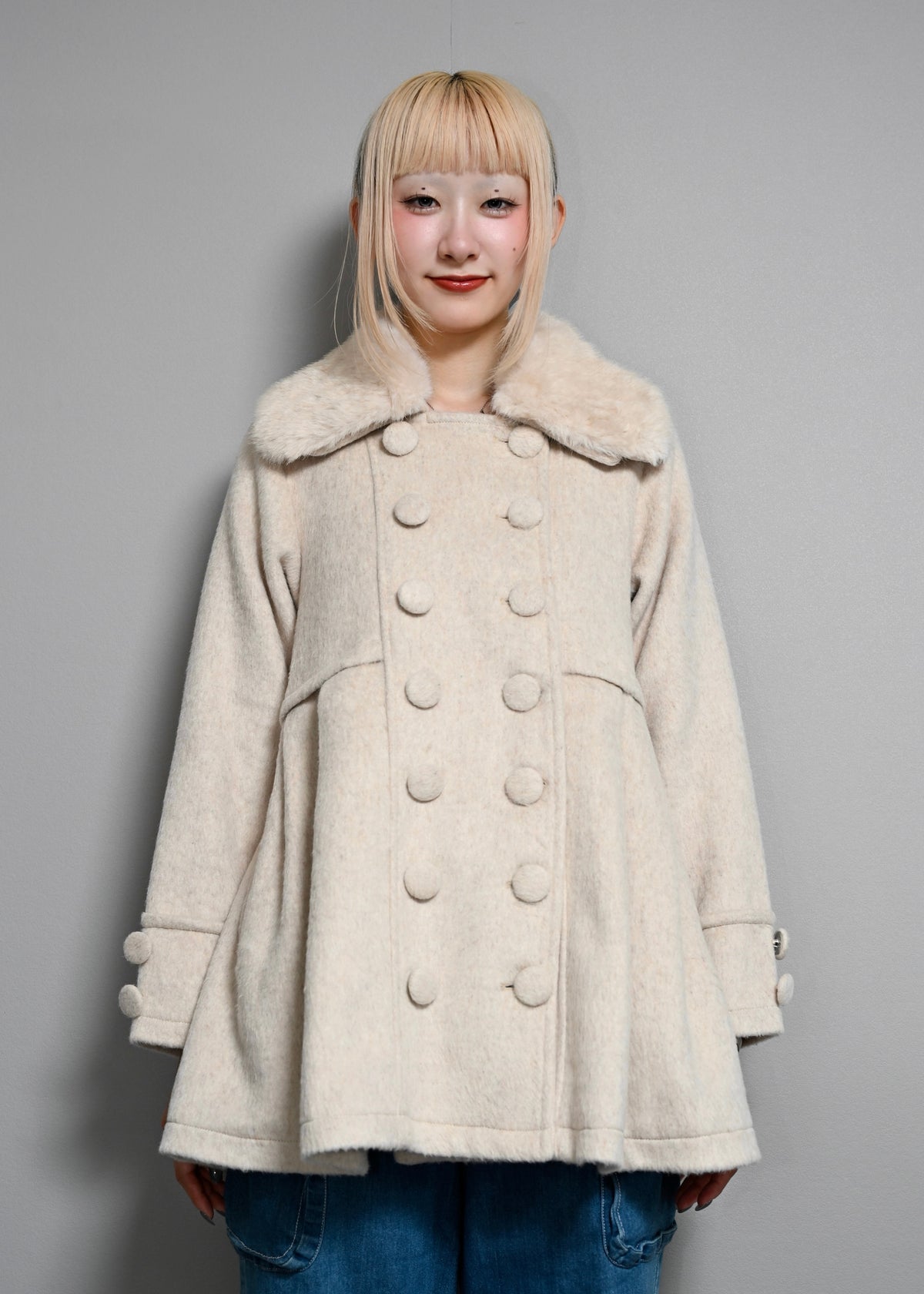 grace fur collar wool long coat