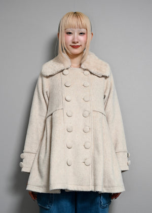 grace fur collar wool long coat
