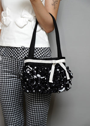 ribbon ruffle satin bag