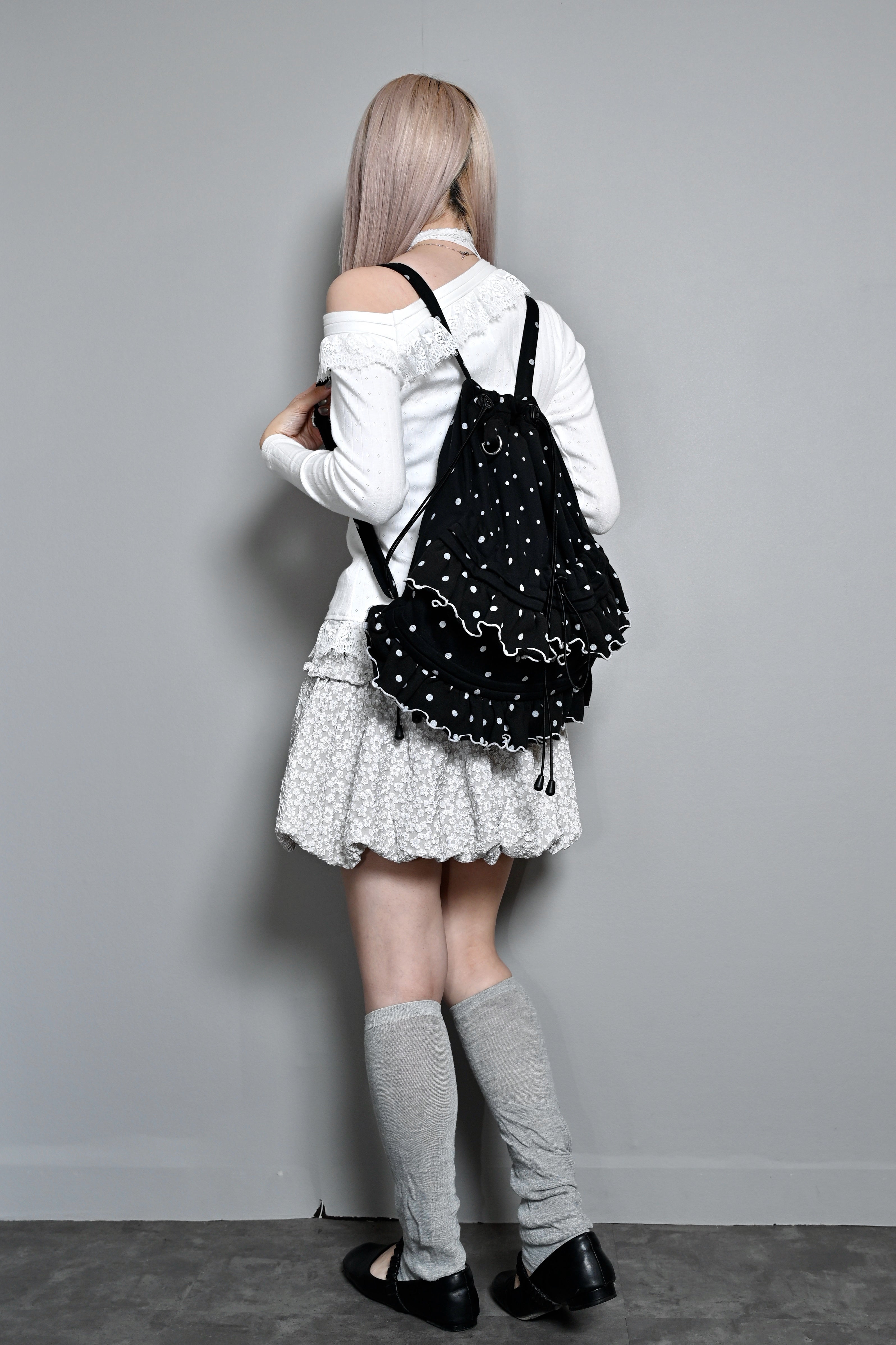 バッグ tie.me dot frill knapsack LIGHT GRAY dot frill knapsack – Tie.Me