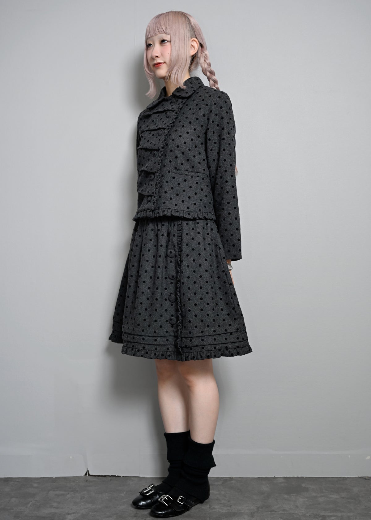 button up wool dot jacket