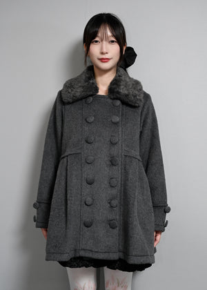 grace fur collar wool long coat