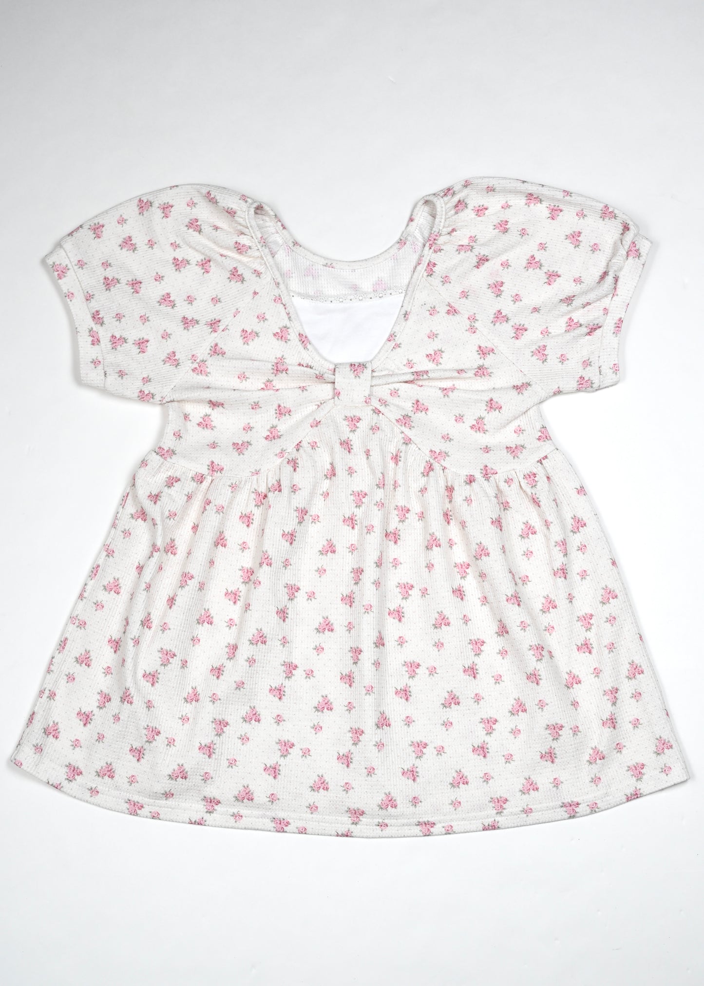 【8月初旬発送】flower waffle ribbon tunic