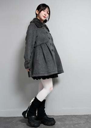 grace fur collar wool long coat