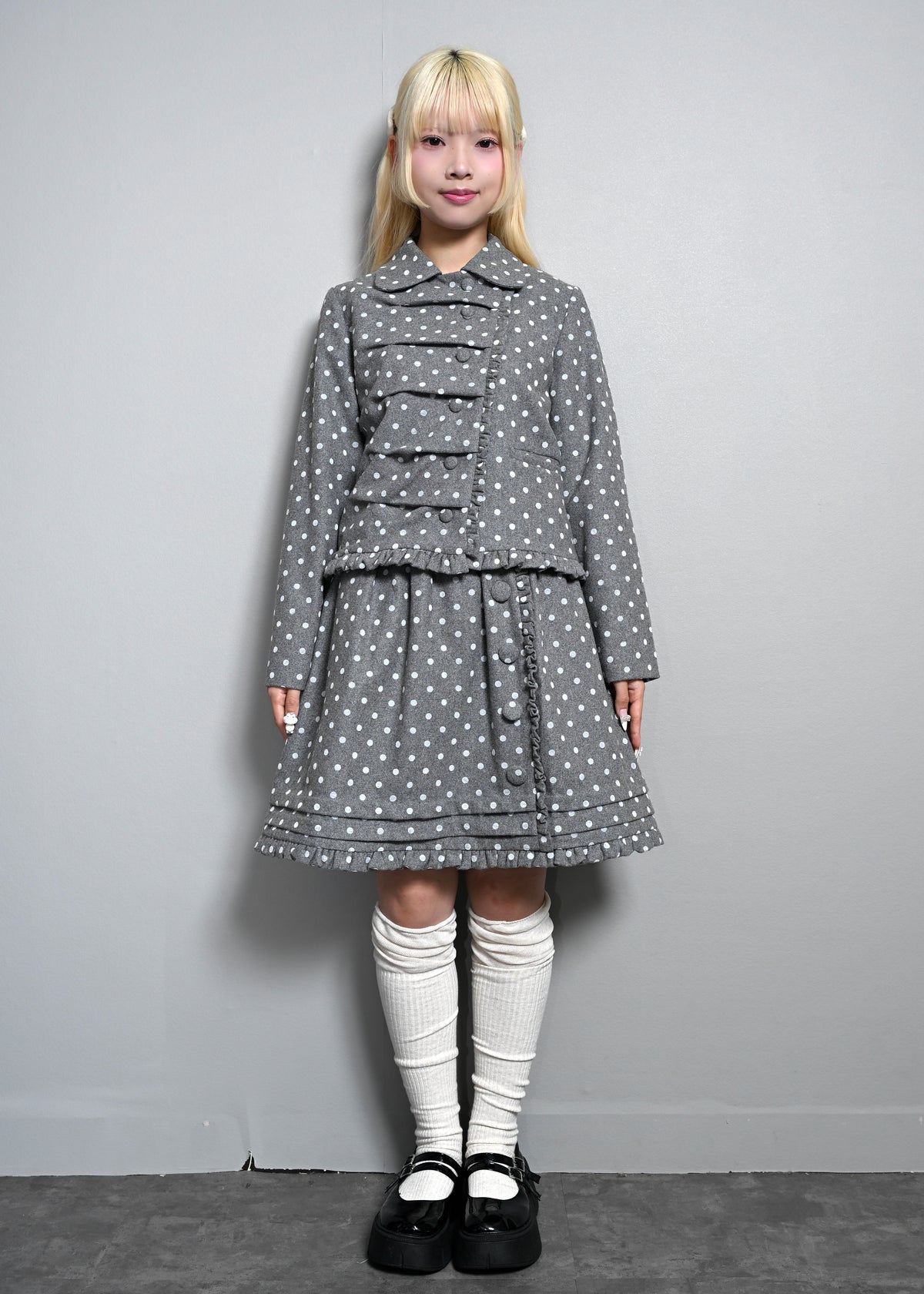 button up wool dot jacket