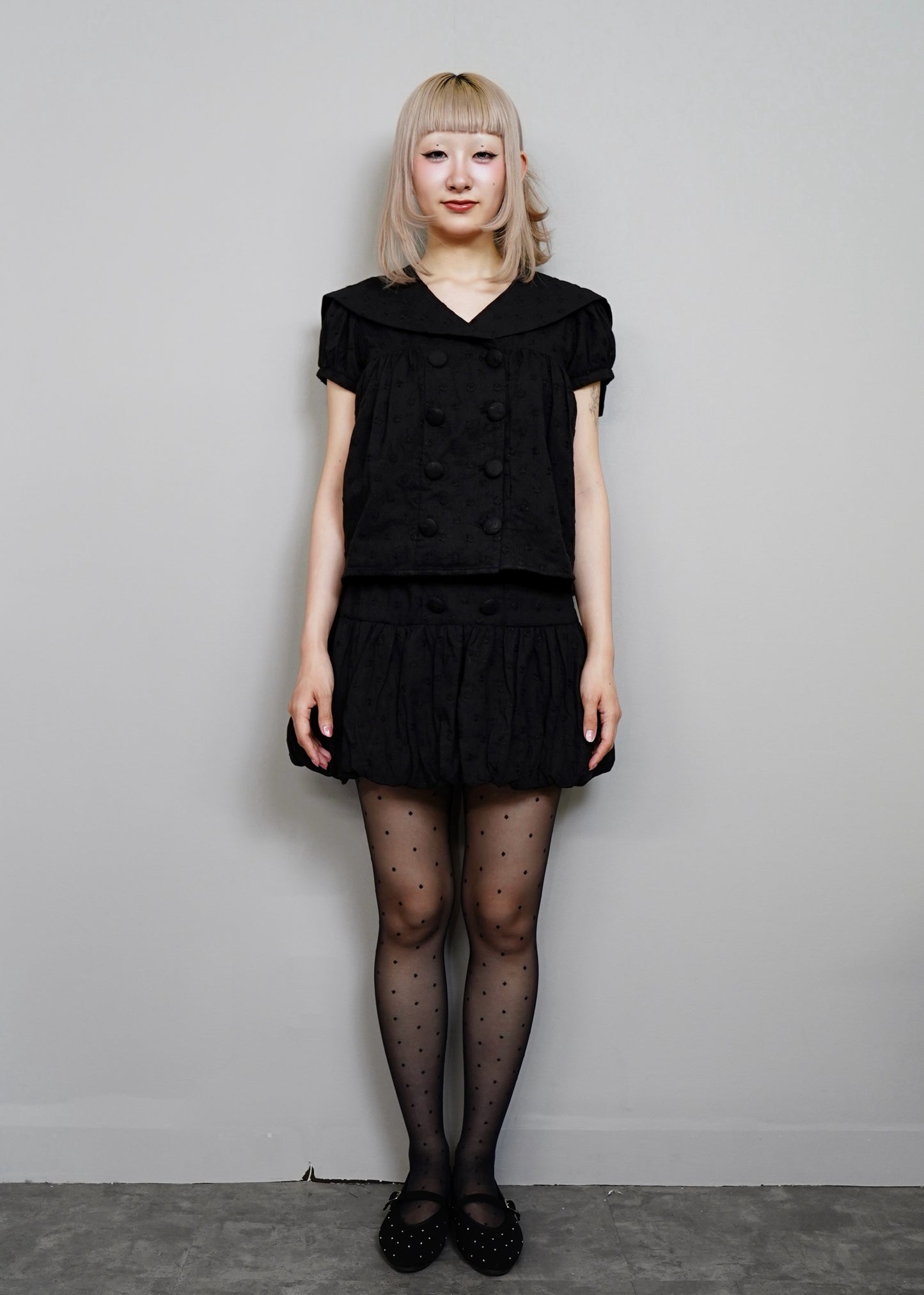 cotton dot stitch sailor blouse