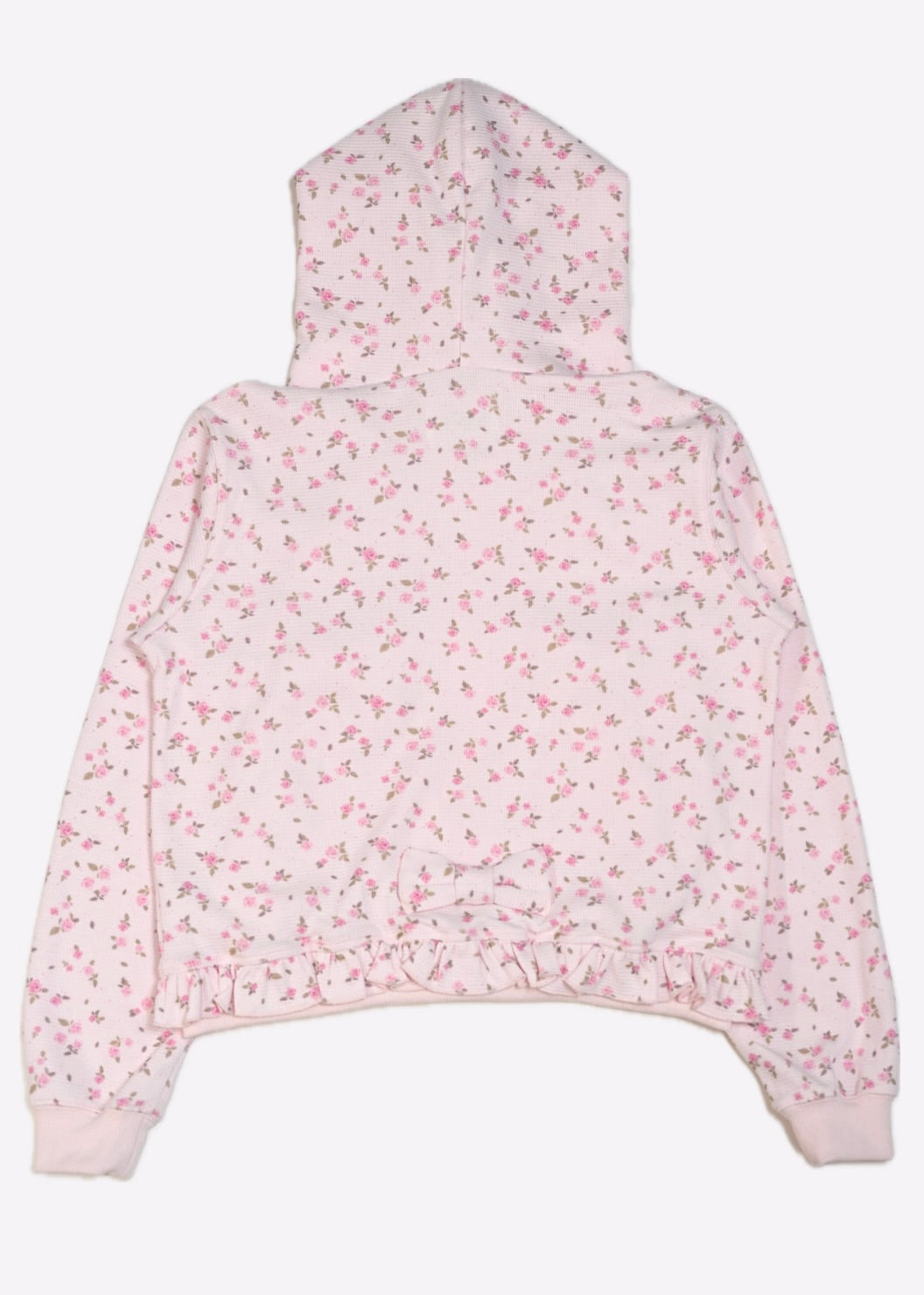 flower waffle ribbonful zip hoodie