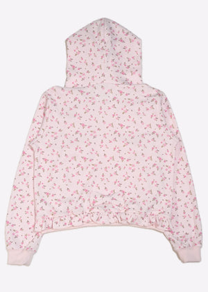 flower waffle ribbonful zip hoodie