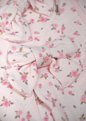 flower waffle ribbonful zip hoodie