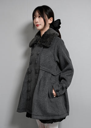 grace fur collar wool long coat