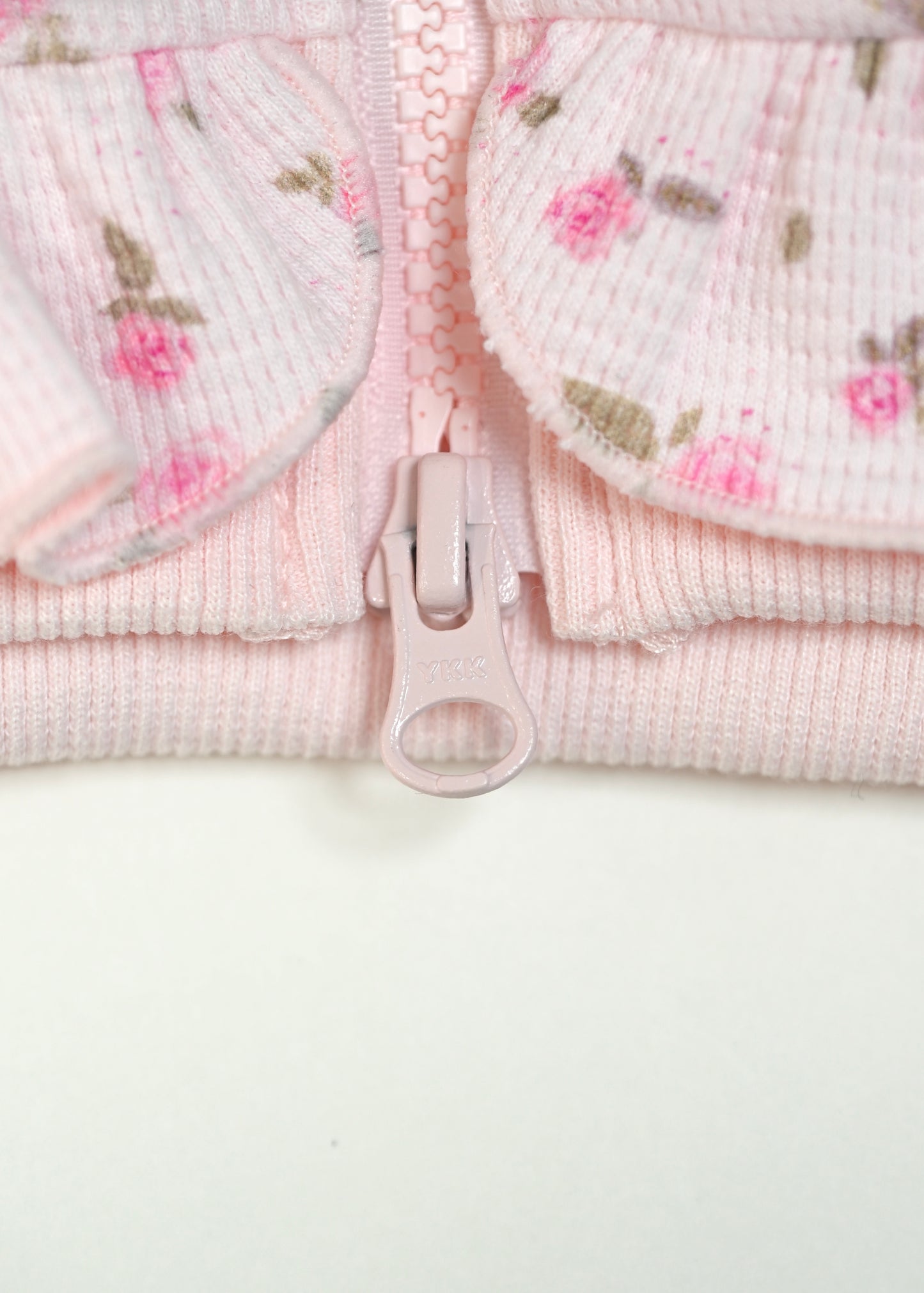 flower waffle ribbonful zip hoodie