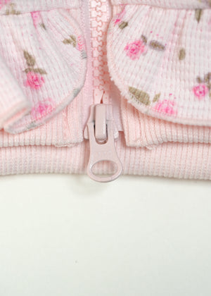 flower waffle ribbonful zip hoodie