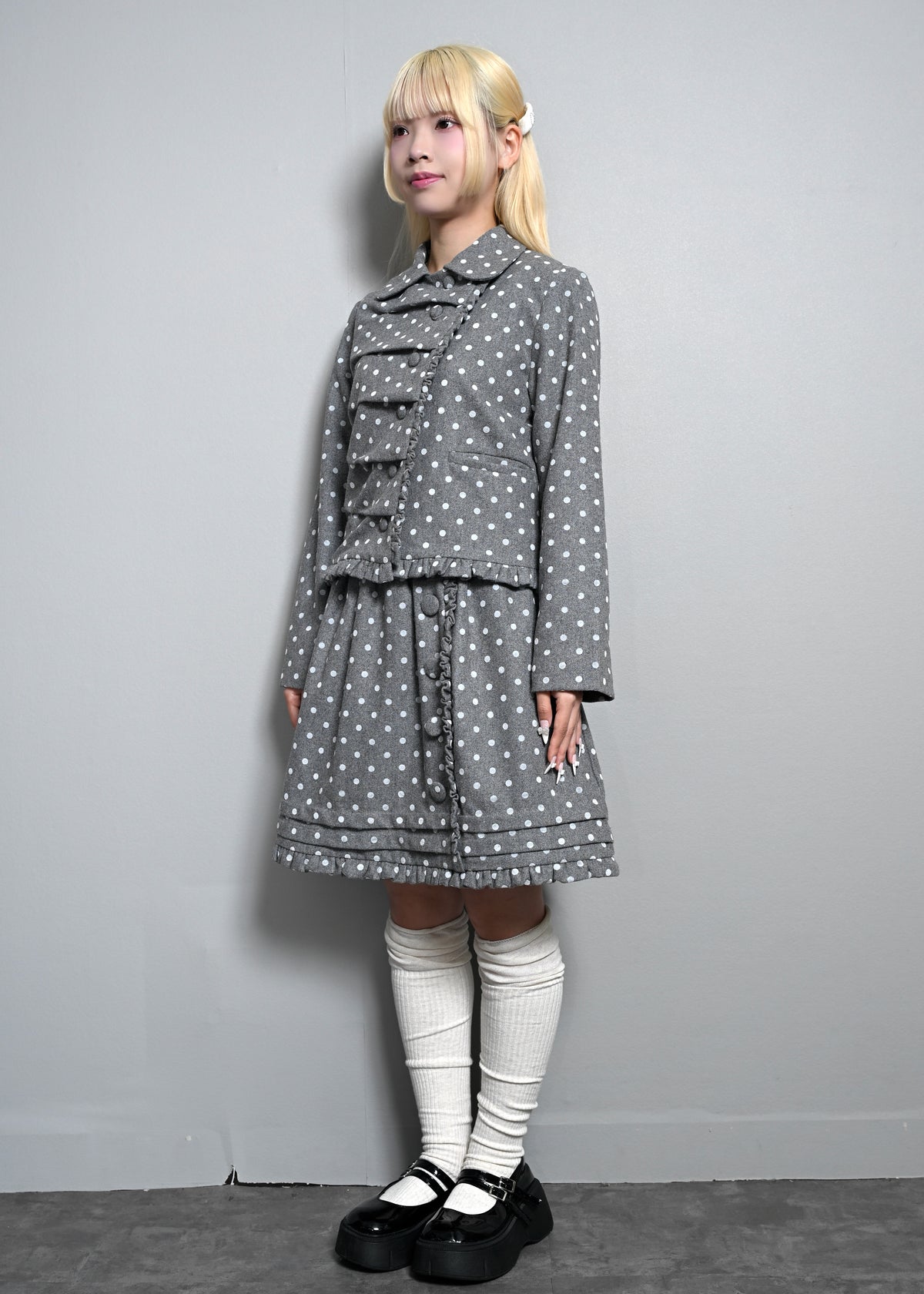 button up wool dot jacket