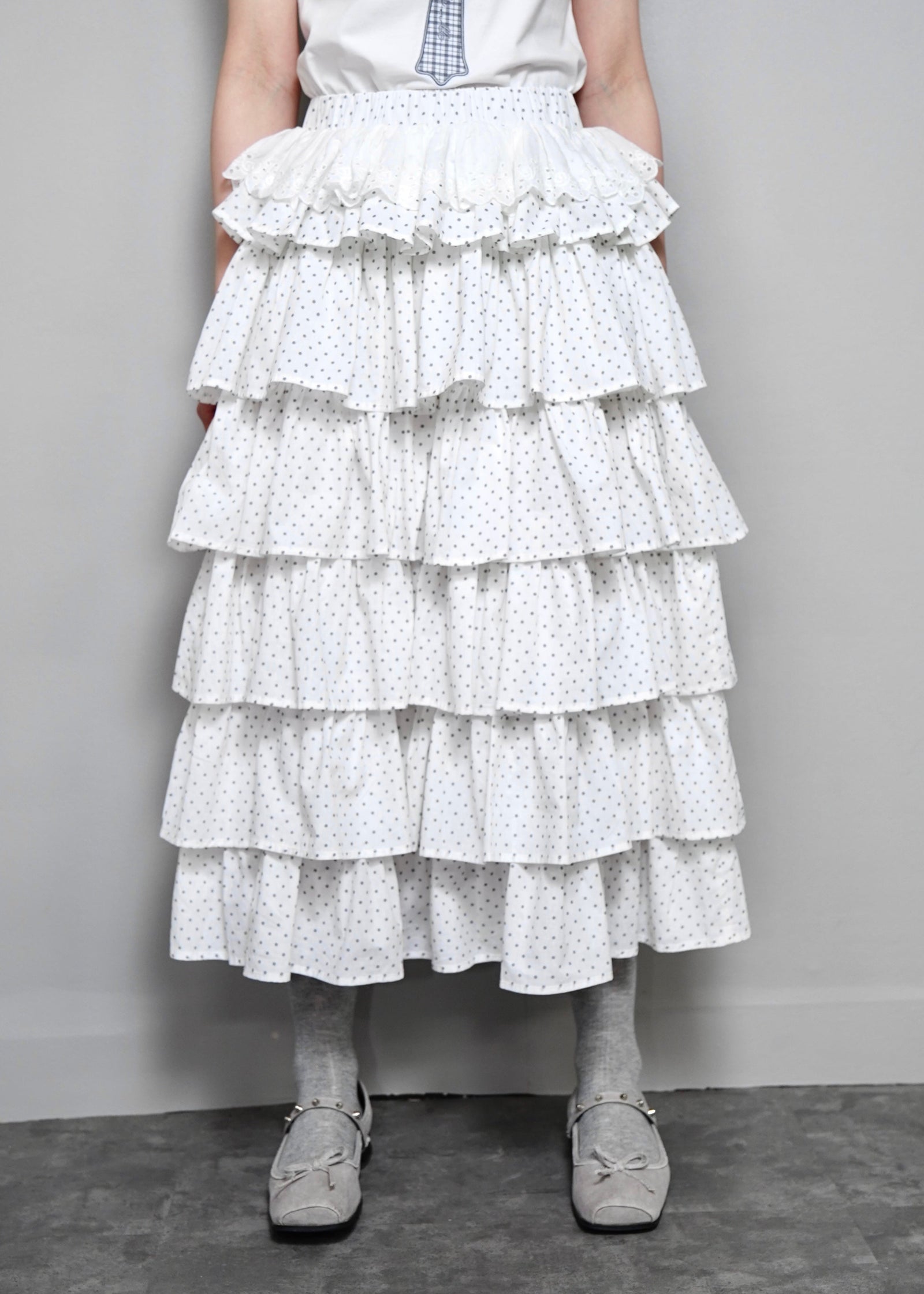 waist lace tiered skirt