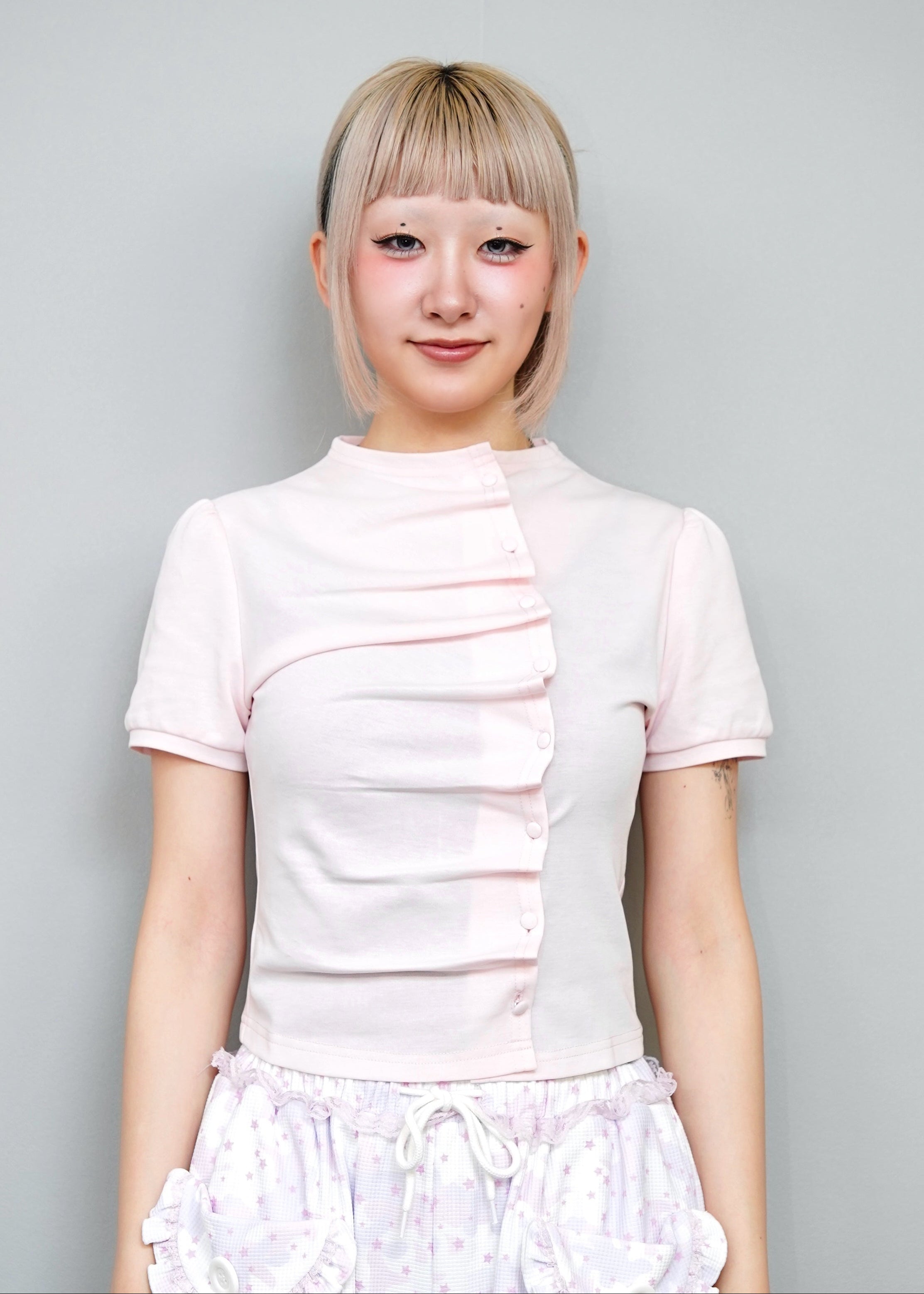トップス tieme button up T-shirt-GRAY 新色＆再入荷】button up T-shirt – Tie.Me