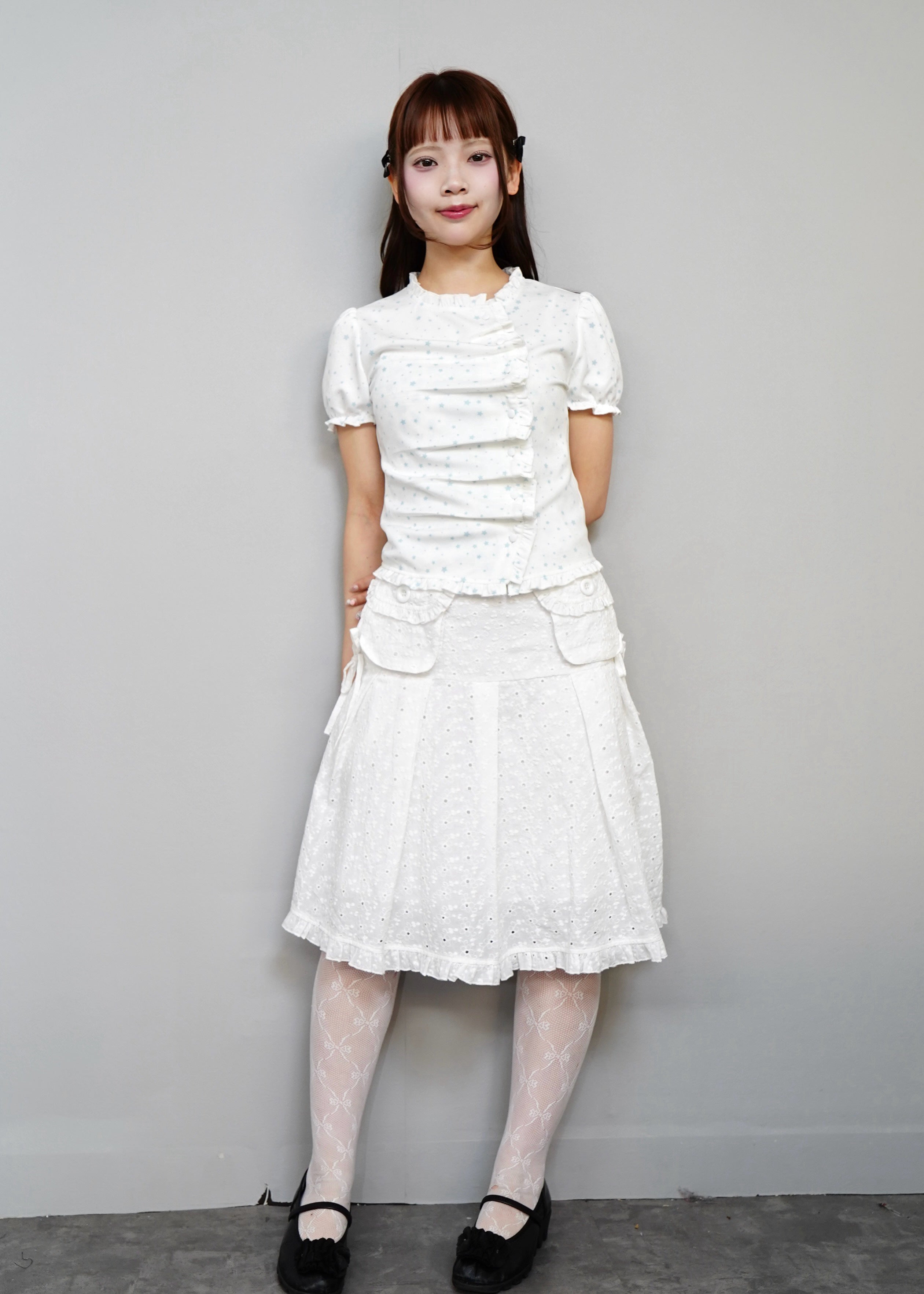 トップス tie.me twinkle star frill button-up Tee twinkle star 