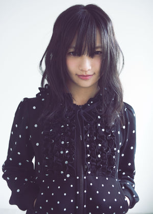 dot frill cotton zip hoodie