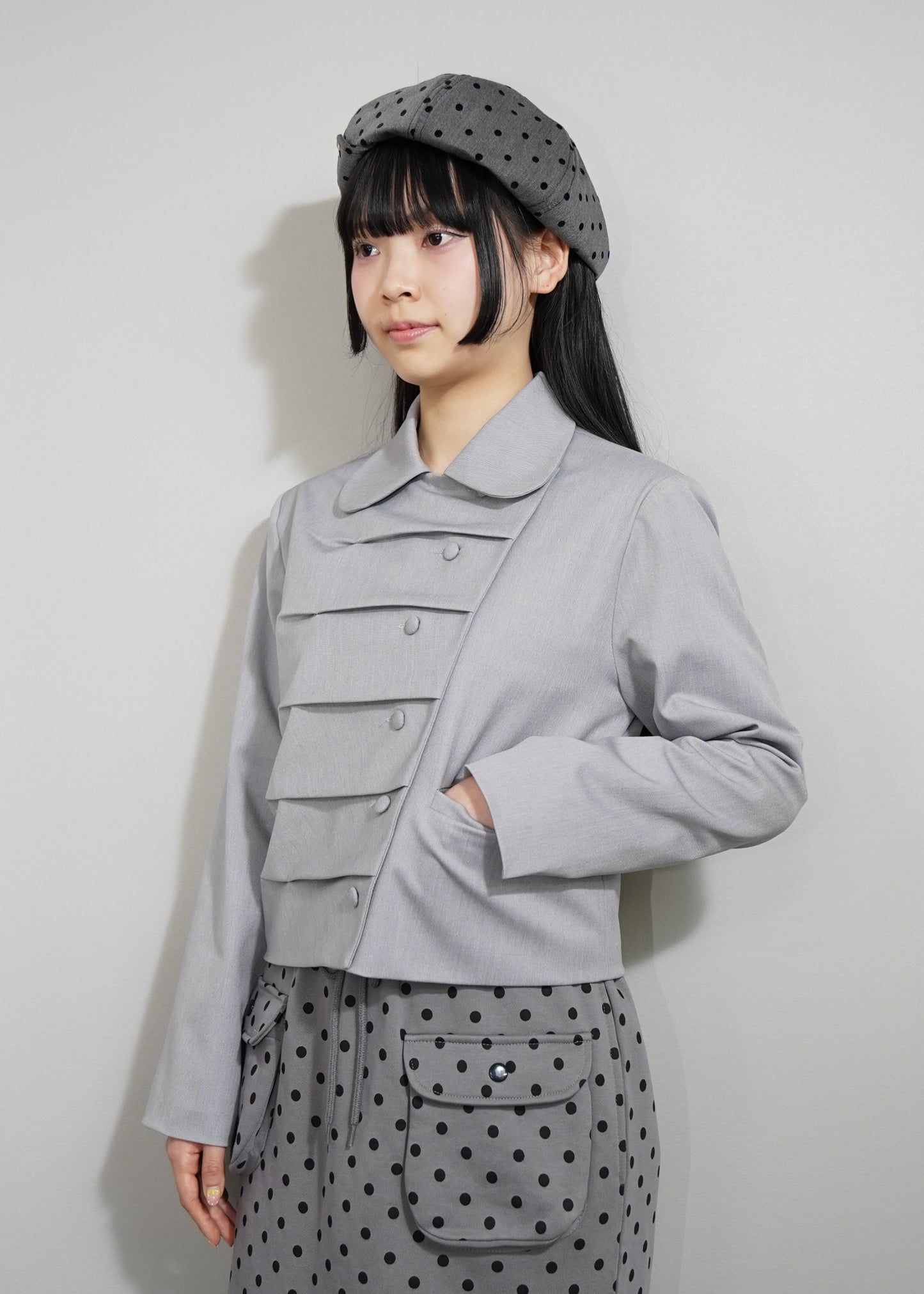 button up  jacket-GRAY