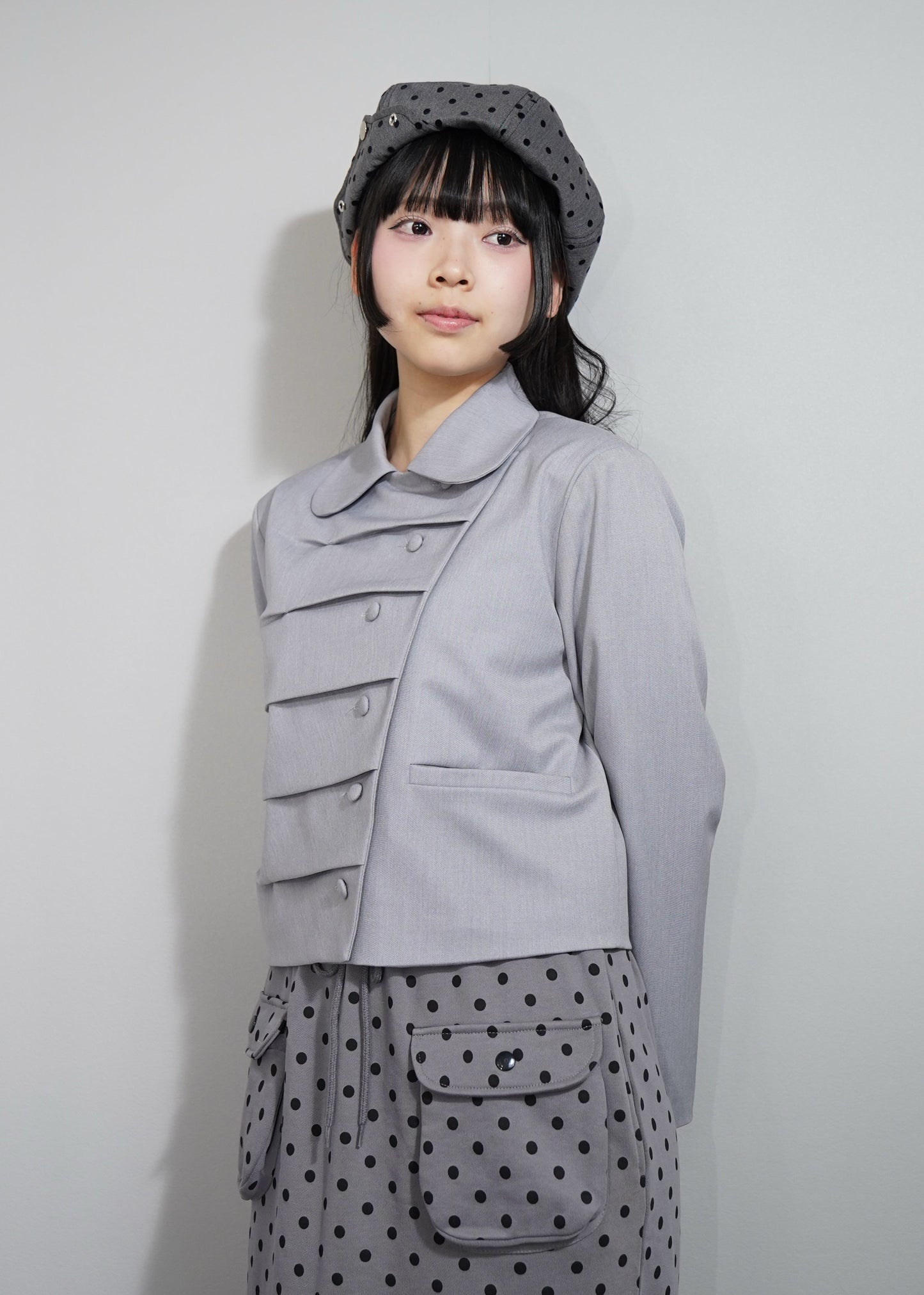 button up  jacket-GRAY