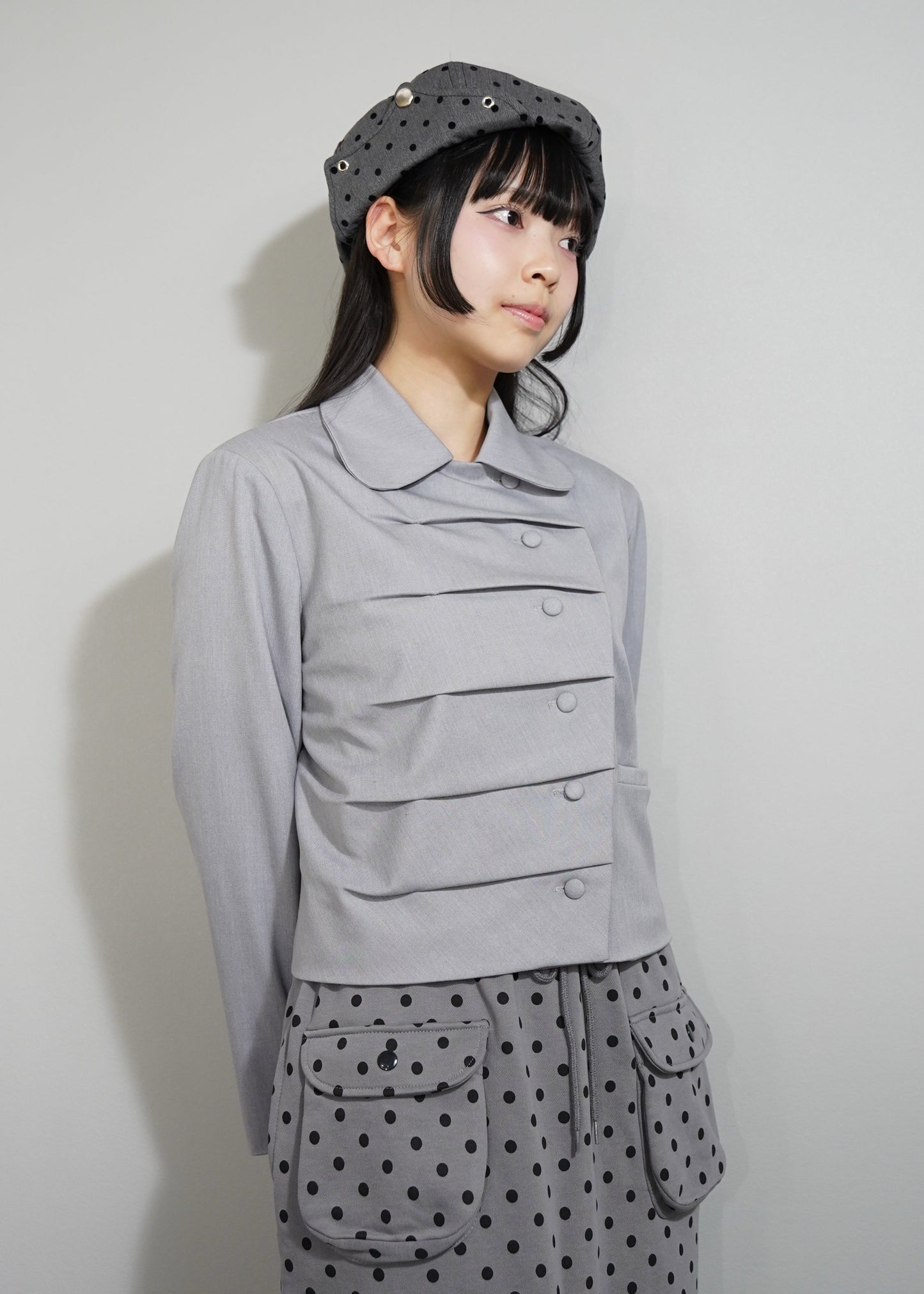 button up  jacket-GRAY