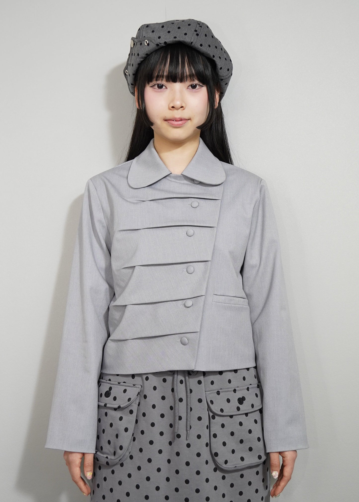 button up  jacket-GRAY