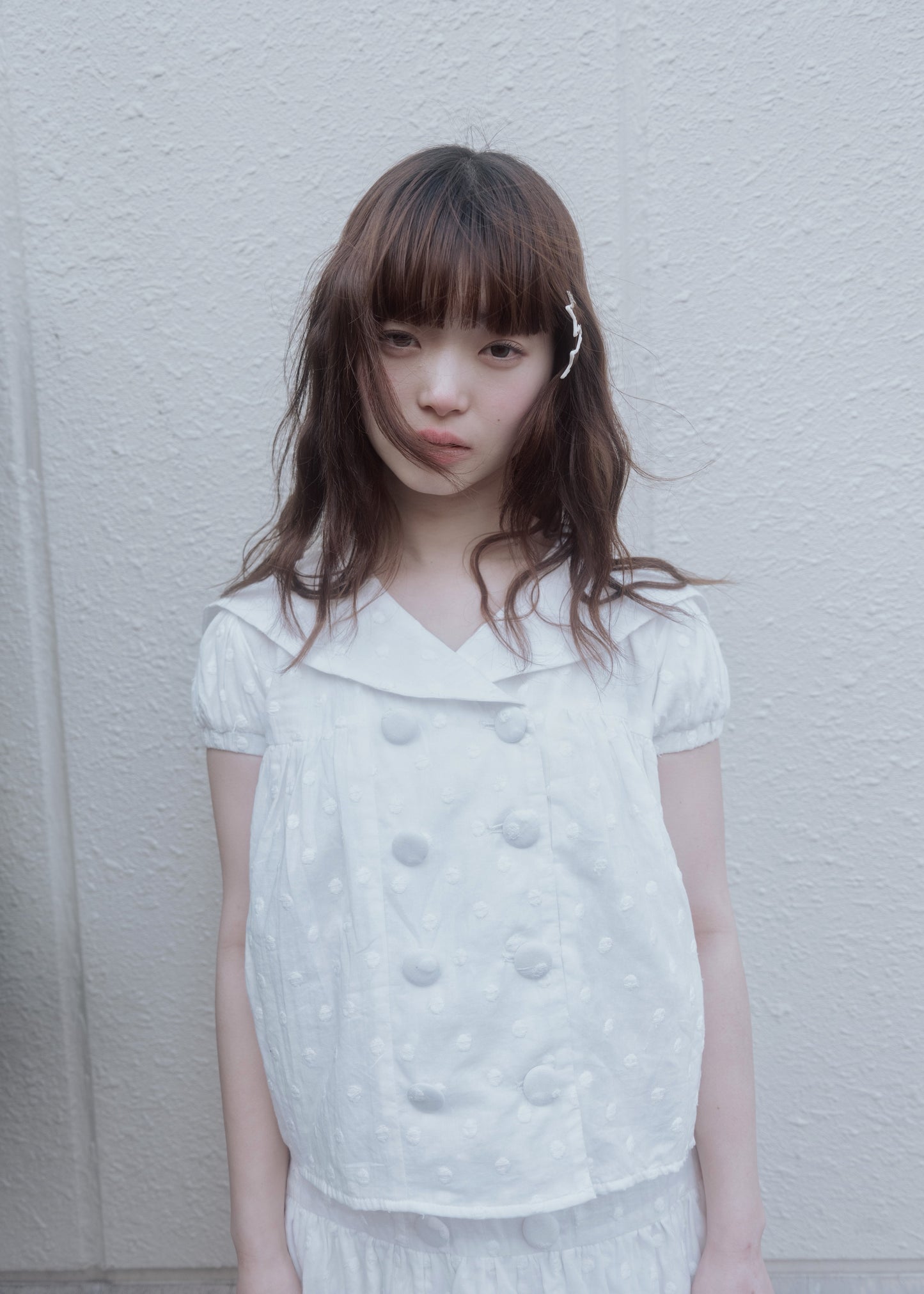 cotton dot stitch sailor blouse