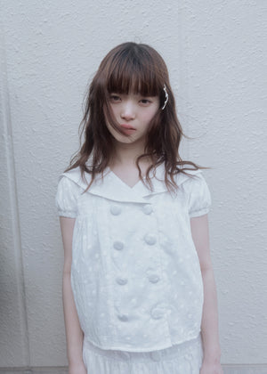 cotton dot stitch sailor blouse
