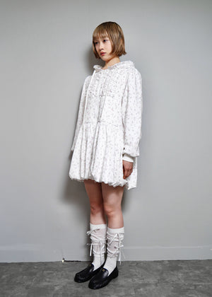 flower waffle balloon zip dress