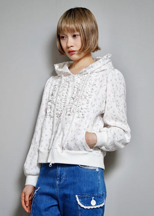 flower waffle zip hoodie