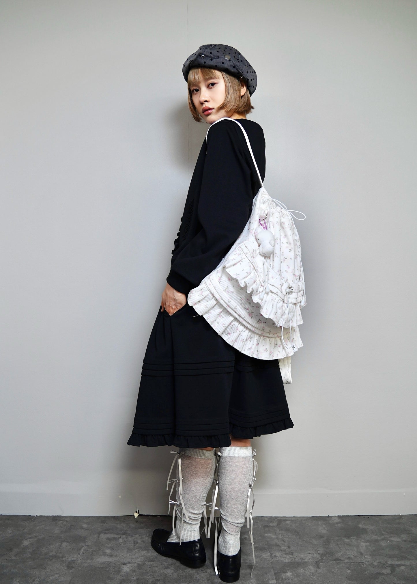 flower waffle frill knapsack