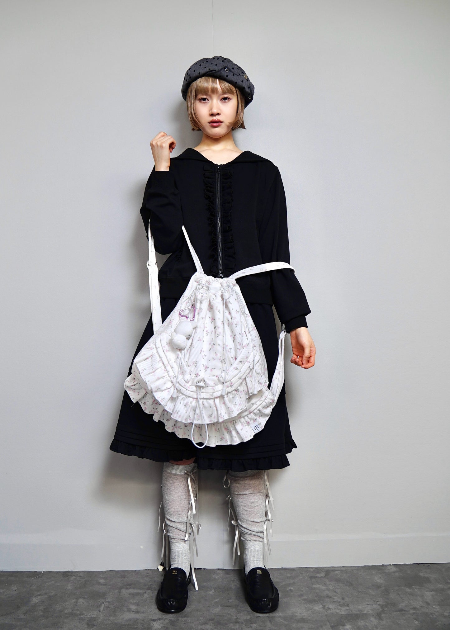 flower waffle frill knapsack