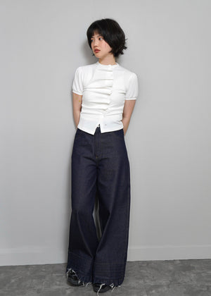 pintuck loose denim pants