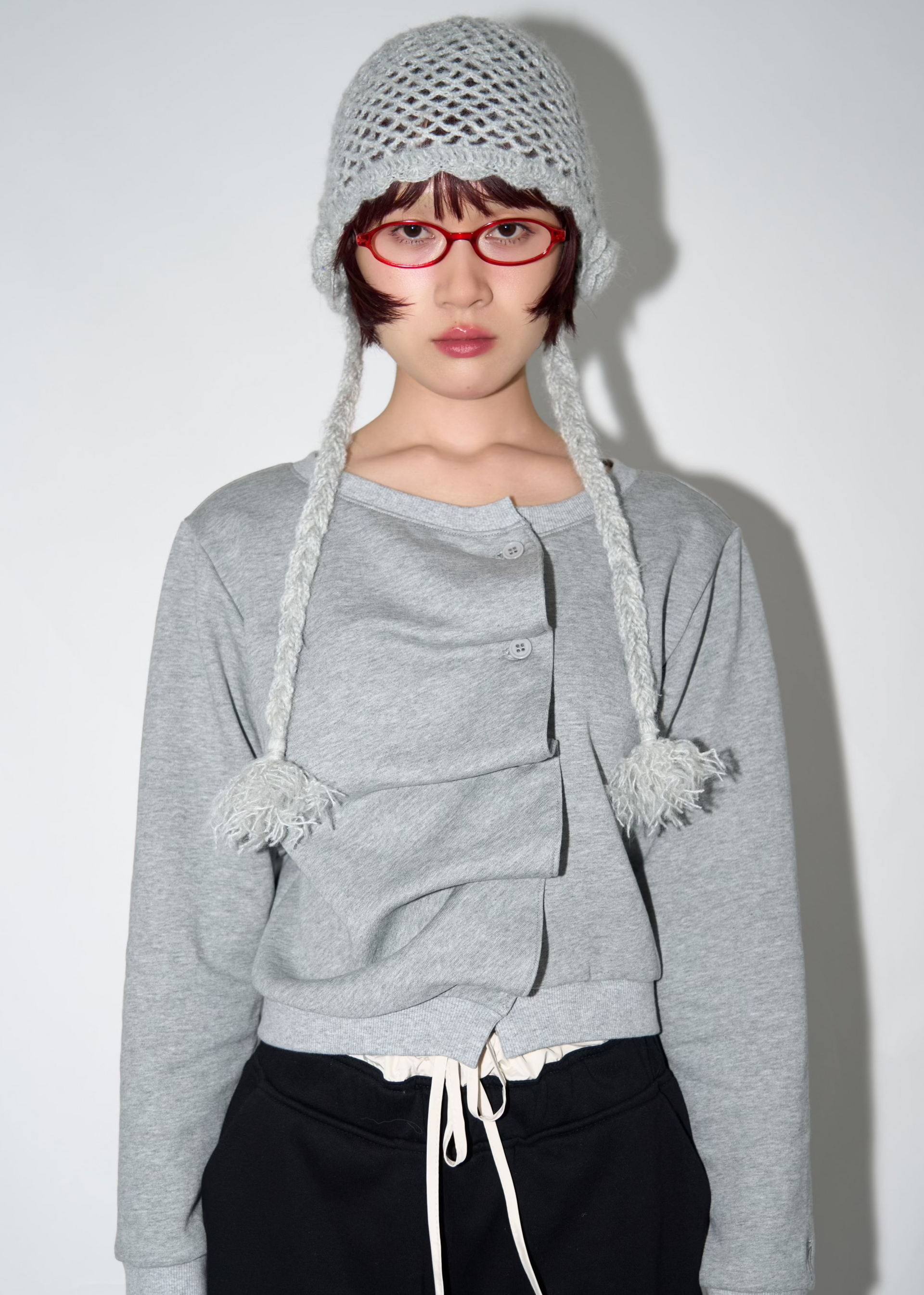 トップス tie.me button up sweatshirt-GRAY button up sweatshirt – Tie.Me