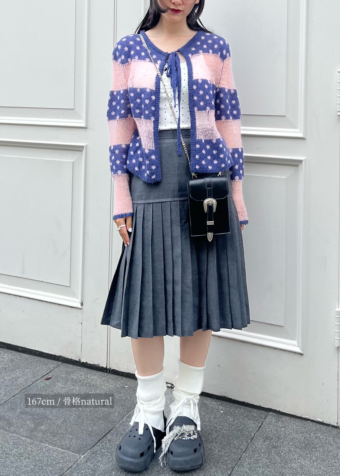 color dot knit cardigan