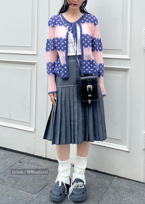 color dot knit cardigan