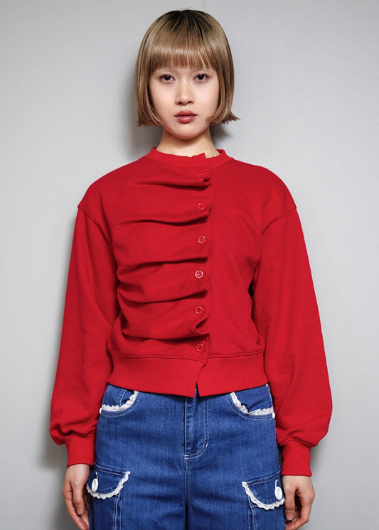 【10月上旬発送】button up sweatshirt 2025-RED