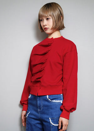 【10月上旬発送】button up sweatshirt 2025-RED