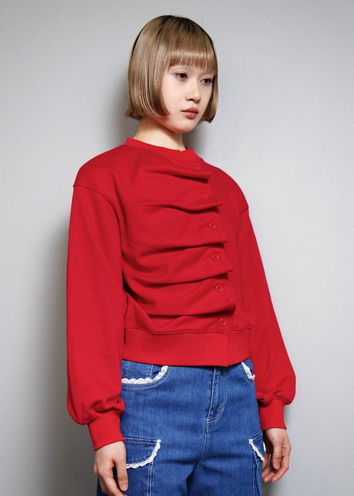 【10月上旬発送】button up sweatshirt 2025-RED