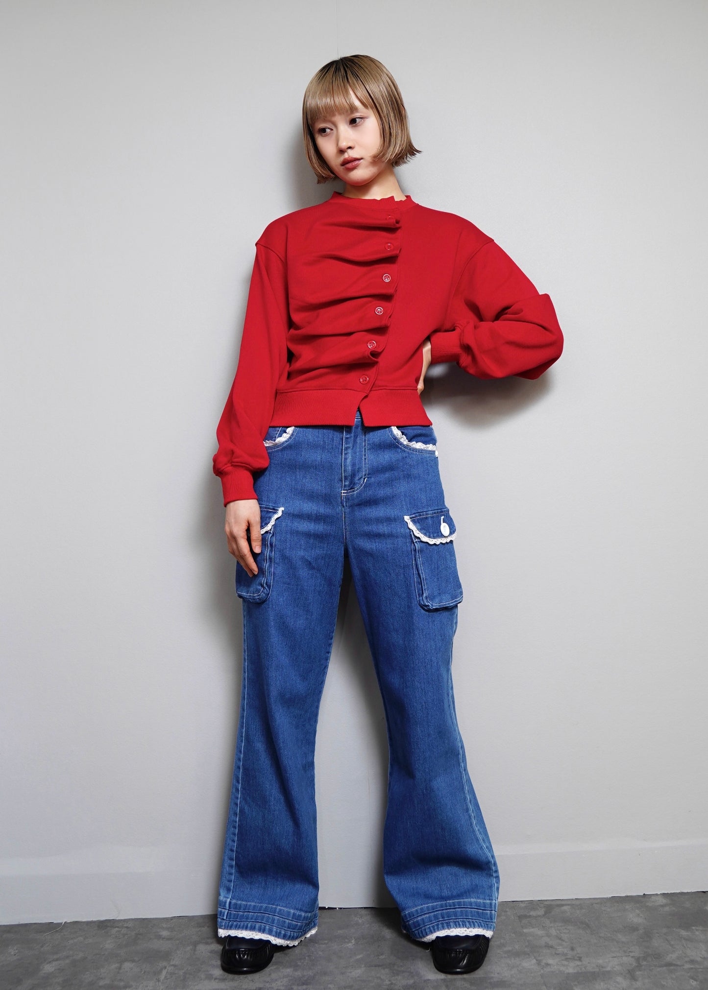 【10月上旬発送】button up sweatshirt 2025-RED