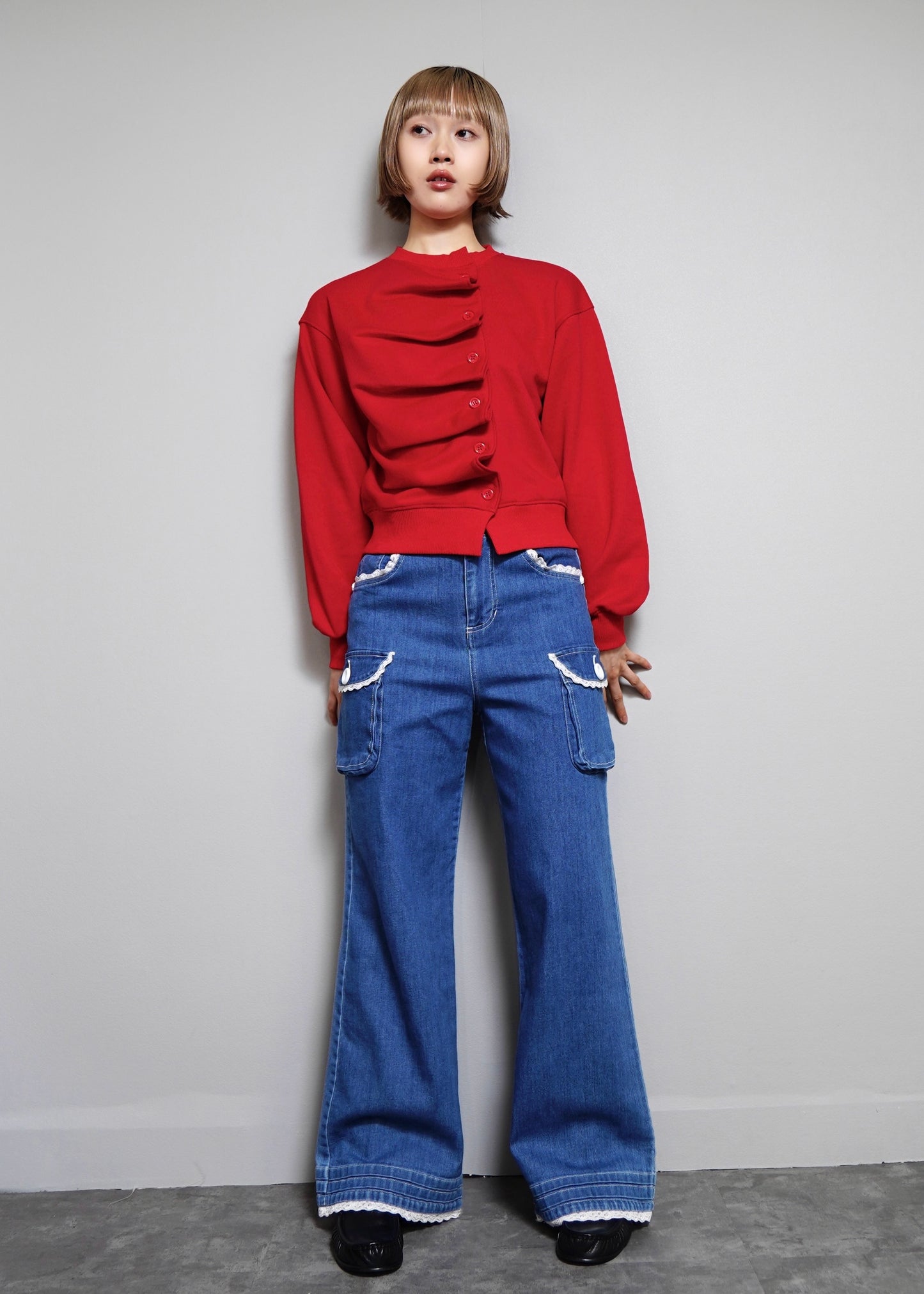 【10月上旬発送】button up sweatshirt 2025-RED