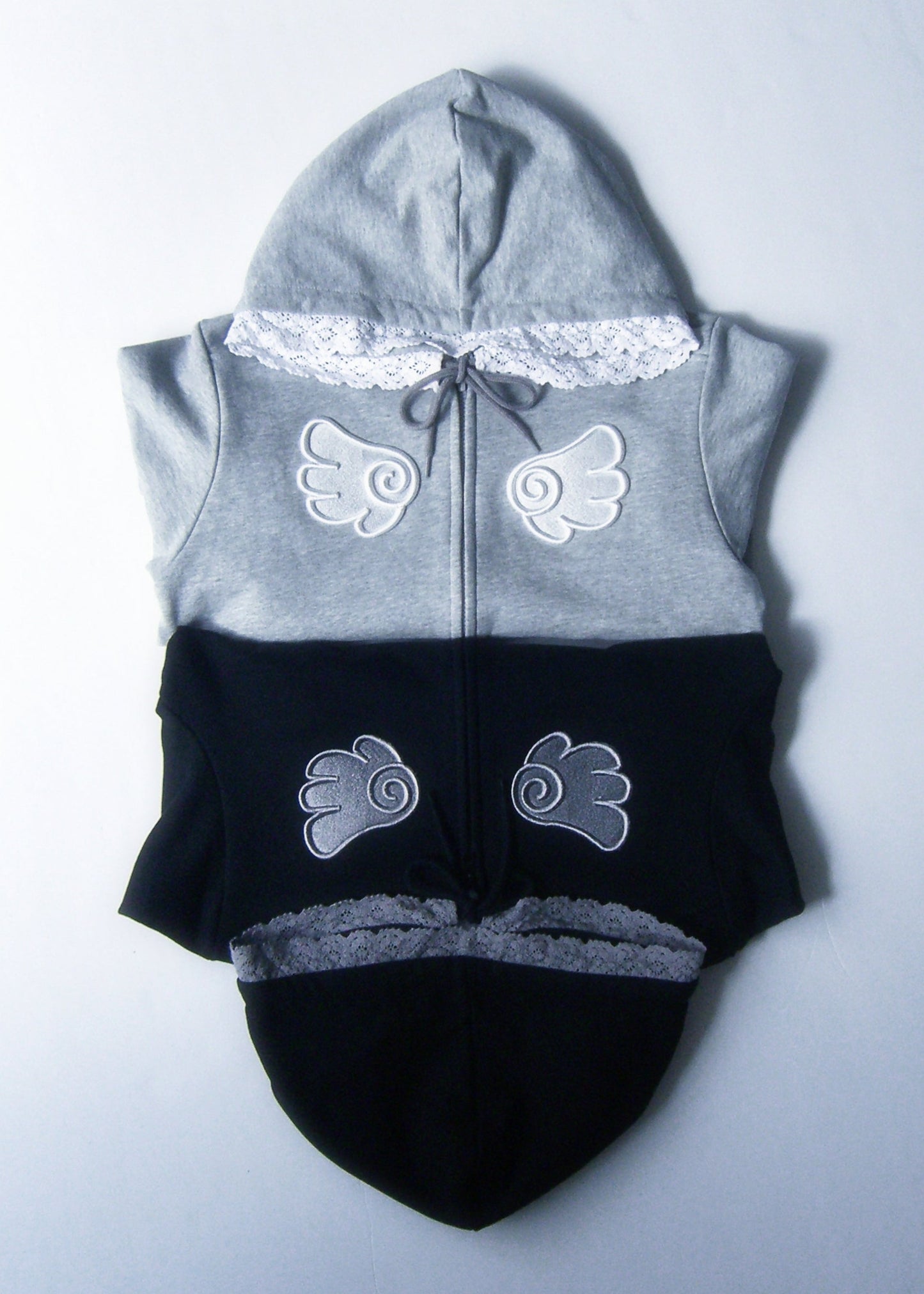 【予約販売】wings lace zip hoodie-GRAY