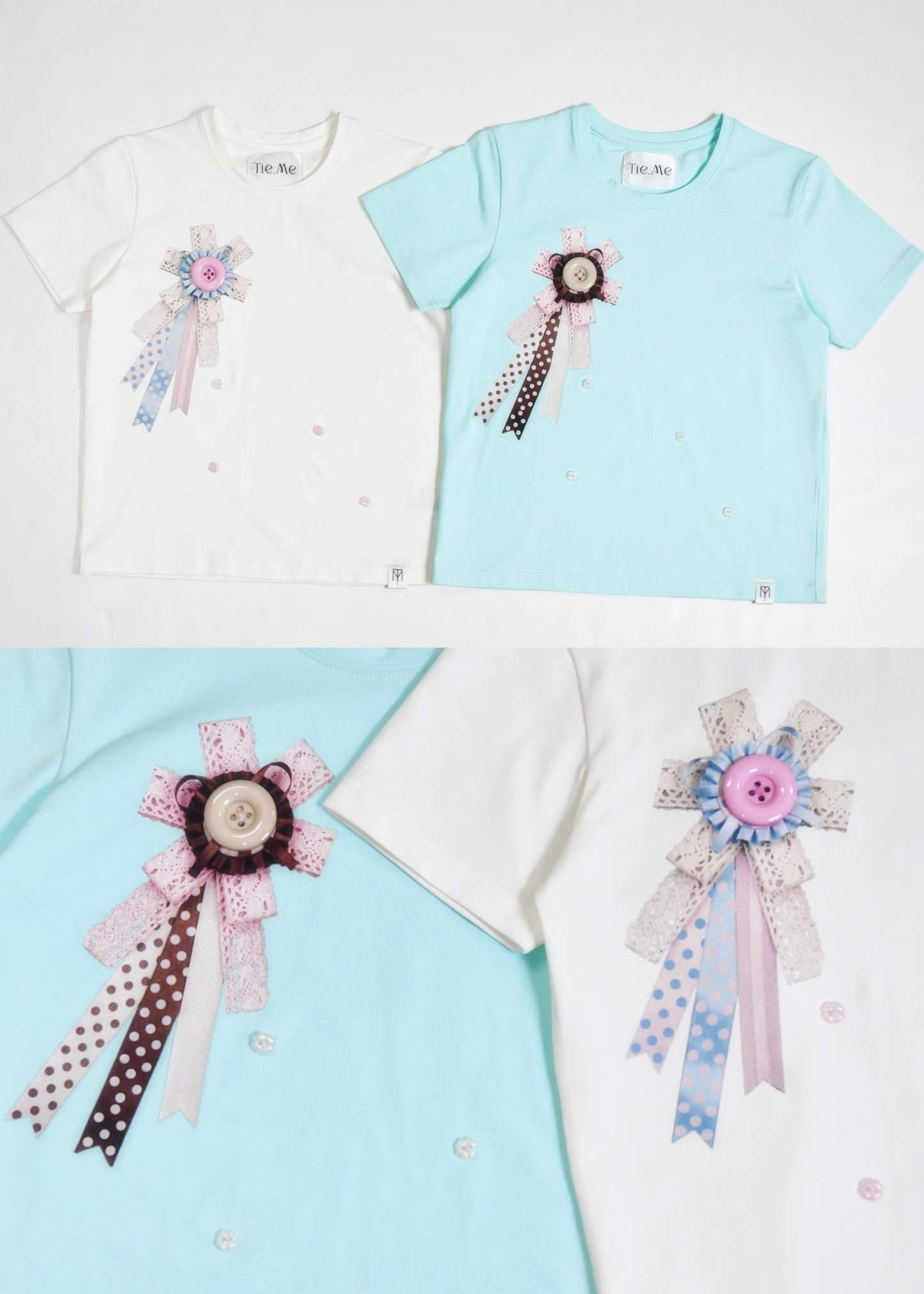 ribbon rosetta button tee
