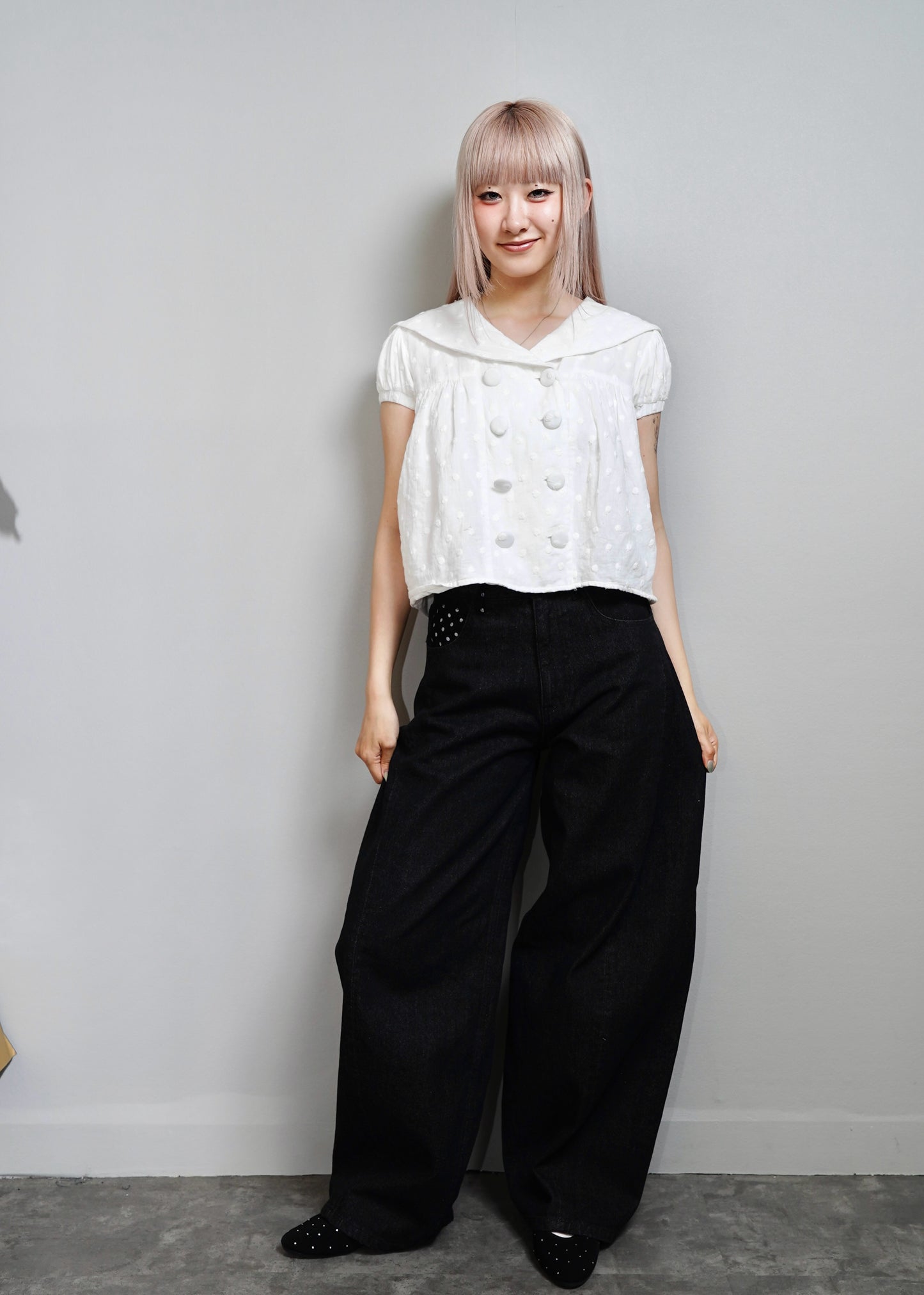 secret dot longline denim