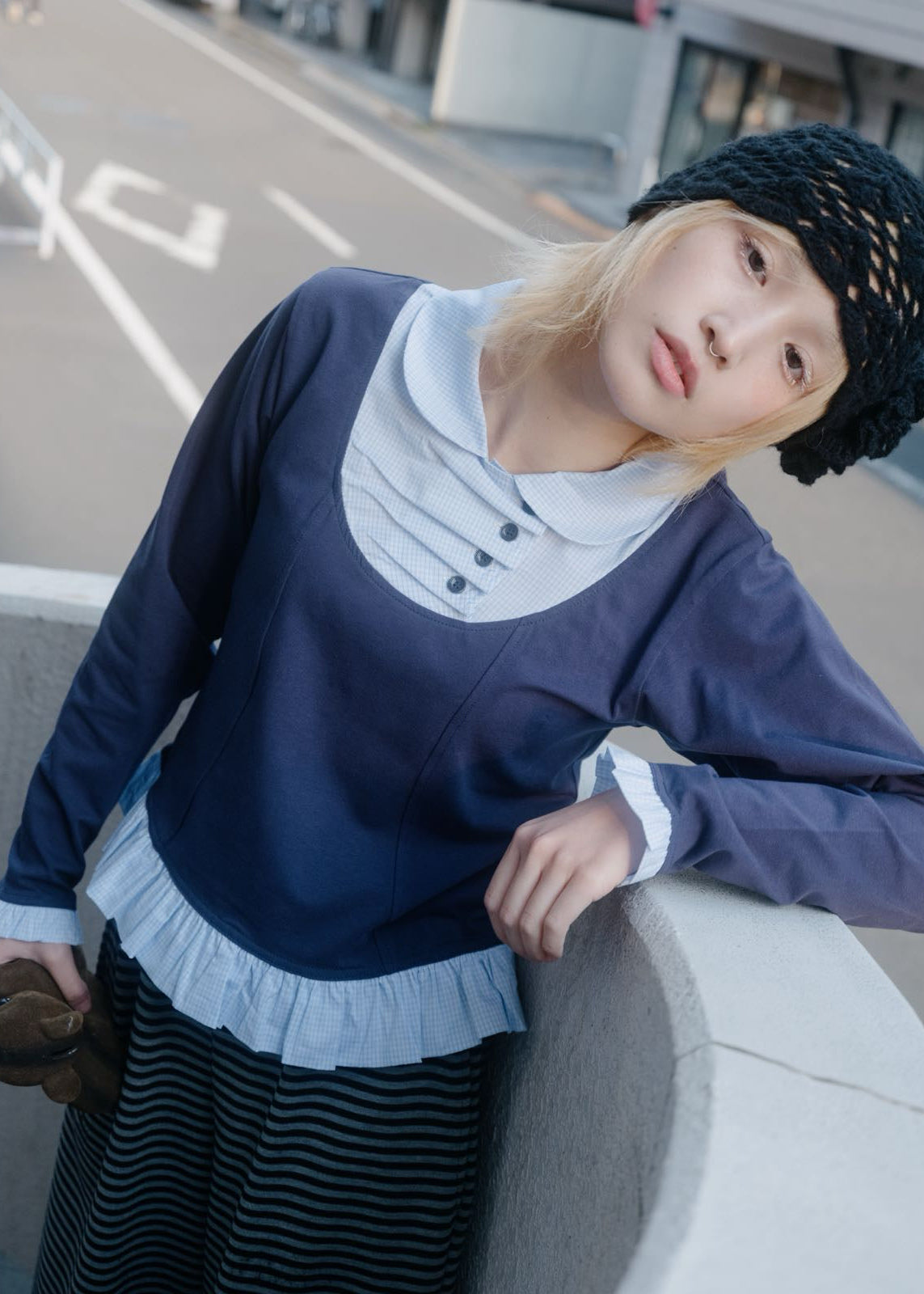 button up shirt layered tee